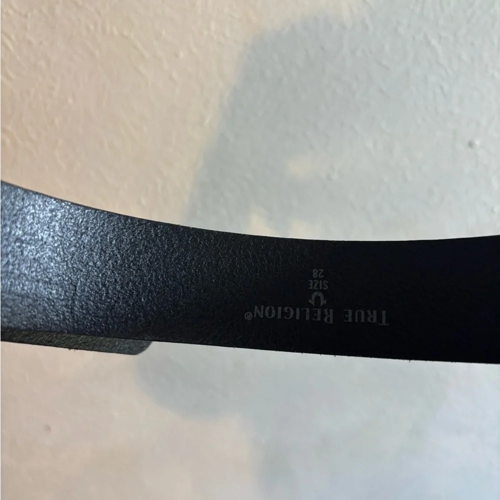 True‎ Religion Black Belt with Gold Logo Buckle size 28